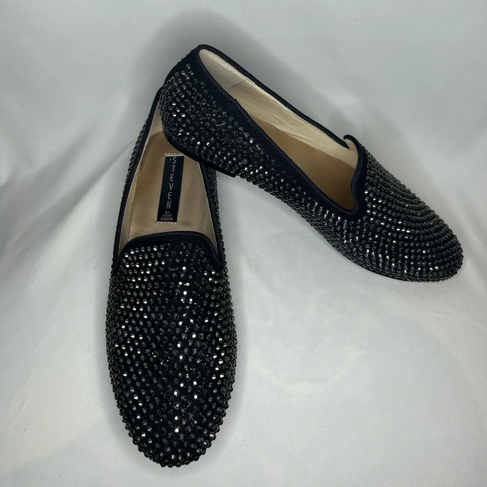 Steve Madden Black Studded Flats NWOT, Women’s Size 7M